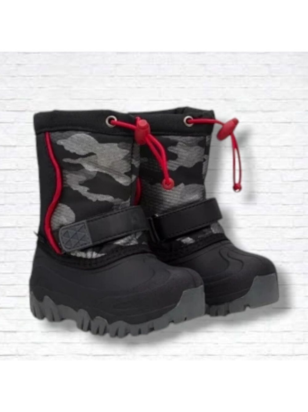 Elements Toddler "Evan" Black Camo Waterproof Light-Up Winter Boots Size 9T